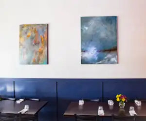 The beautiful art in our dining room